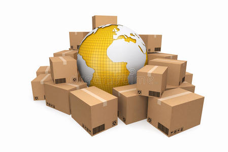 纸板箱。 货物交货和运输物流