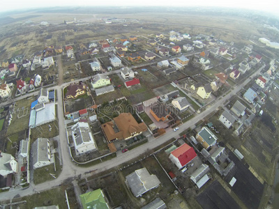 乌克兰村庄房屋的鸟瞰图