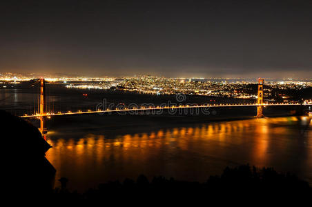 金门大桥夜间，旧金山，美国