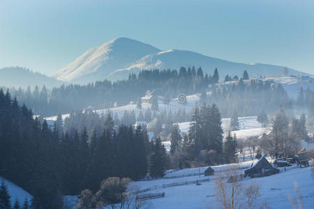 森林 风景 小屋 村庄 冬天 寒冷的 阿尔卑斯山 旅行 求助