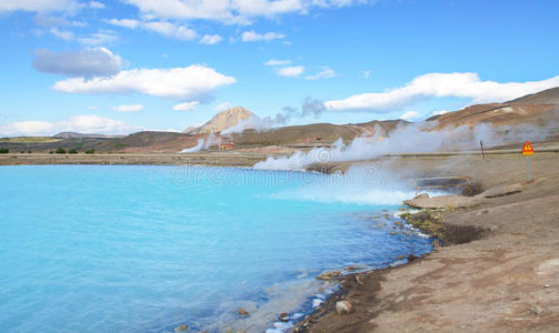 地热发电站和冰岛的热水泻湖，地热区Hveri