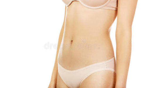 身材苗条的年轻女性腹部