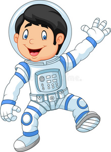 卡通小男孩穿着宇航员服装照片