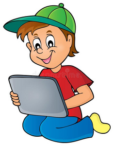 使用背光彩色键盘男孩用的笔记本电脑孩子看着笔记本电脑,儿童笔急揪