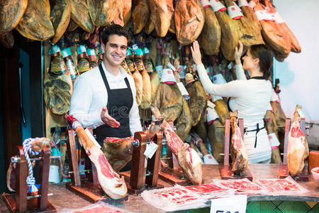 职业 切割 亚美尼亚语 美味的 助理 柜台 猪肉 提供 工作