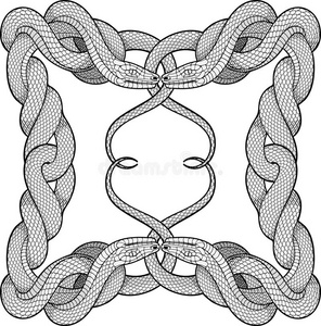 由四条扭曲的蛇组成的框架