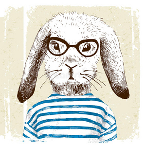 性格 绘画 小孩 男孩 野兔 卡片 拟人 采购订单 兔子