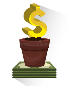 繁荣 花瓶 钢坯 货币 成功 金融 植物 银行 储蓄 财富