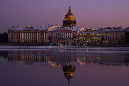 地标 夜晚 风景 日落 彼得堡 内瓦 英语 反射 俄罗斯