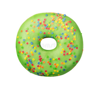 绿色甜甜圈和洒照片