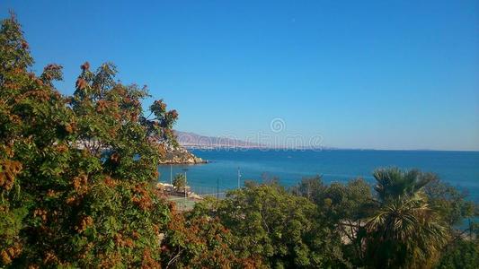 半岛 海岸 海湾 希腊 热带 看见 天空 地形 地平线 小海湾