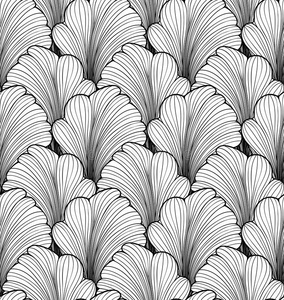 抽象花卉无缝图案. 几何线留下黑色或照片