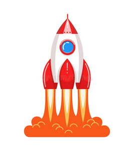 酷卡通风格发射火箭与火焰照片