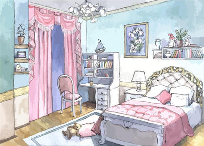 水彩画的卧室设计