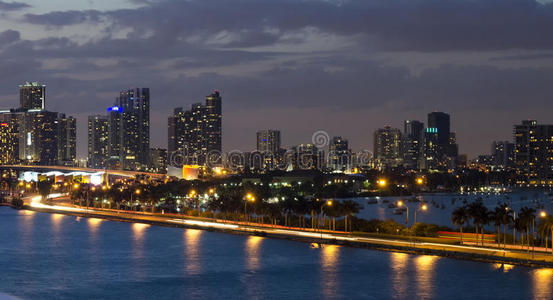 摩天大楼 傍晚 全景图 办公室 迈阿密 全景 日落 城市景观