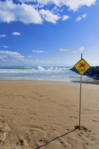 海滩上游泳者的危险电流警告