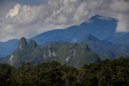 阴天 美丽的 夏天 小山 木材 风景 天空 旅行 岩石 自然