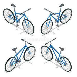 自行车矢量等距插图。 新自行车隔离在白色背景上
