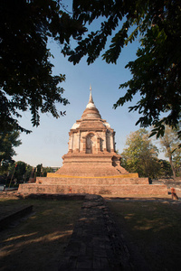 地标 建筑 寺庙 古老的 修道院 泰语 冥想 清迈 亚洲