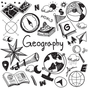 地理和地质教育学科笔迹涂鸦图标照片