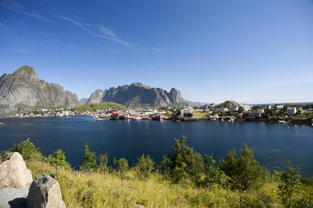 欧洲 全景图 高峰 小屋 风景 诺德兰 北欧 洛芬 钓鱼