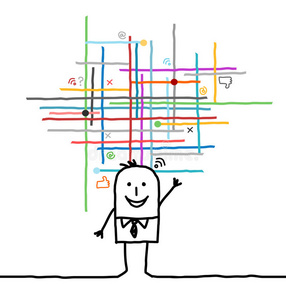 卡通网络卡通人物连接到社交和媒体网络照片