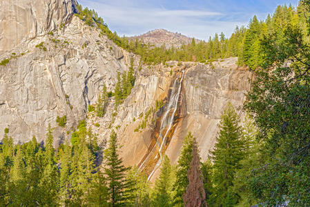 森林 公园 穹顶 加利福尼亚 瀑布 自然 岩石 天空 内华达州