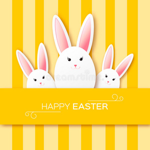 贺卡与快乐复活节与白纸复活节兔子。