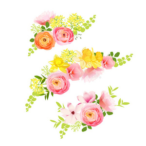 生日 庆祝 花束 要素 绘画 水仙 自然 花环 奢侈 插图