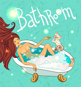 女卫生间放松带坐浴盆的卫生间三维渲染浴室肥皂可爱