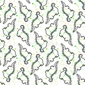卡通恐龙插图壁纸无缝表面纺织品