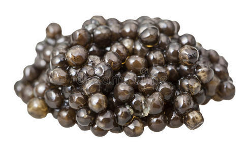 一把白色的黑鲟鱼子酱照片