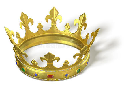 红宝石加冕镶有珠宝的金皇冠照片