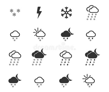 雪花 月亮 太阳 倾盆大雨 降雨量 降雪 暴风雨 冰雹 闪电