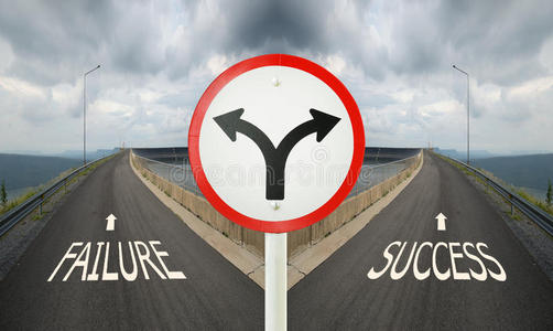 成功的路叉路口交通标志与十字路口分两种方式,选择失败或成功的道路