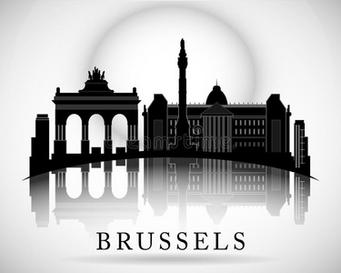 城市景观 国会 全景图 新的 欧洲 比利时 拱门 时钟 地标