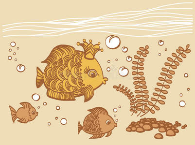 在海洋环境中有皇冠的金鱼。