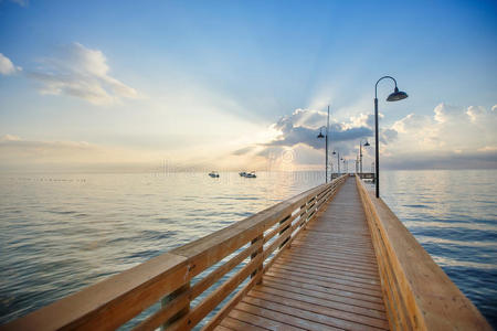 港口 码头 佛罗里达州 海洋 阳光 放松 自然 黎明 海滩