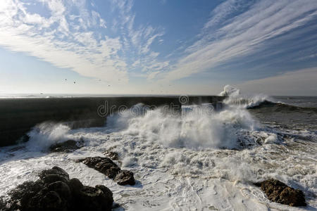 波尔图 颜色 天气 海景 信标 天空 危险 岩石 码头 灯塔