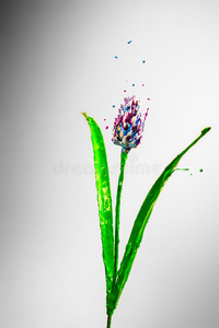 花的 艺术 创造力 紫色 油漆 插图 草本植物 秋天 植物区系