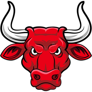 愤怒公牛吉祥物人物的卡通插图照片