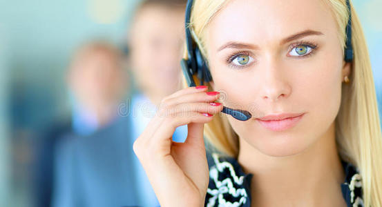 头戴式耳机 女士 操作人员 客户 女商人 接触 女主人 个人
