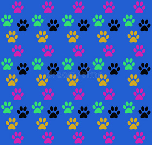 背景无缝有趣的动物爪子打印.照片