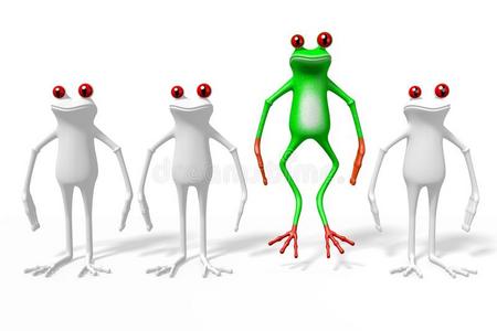 三维青蛙脱离人群的概念