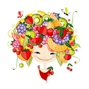 水果门头设计头上戴水果的女孩是你设计的照片