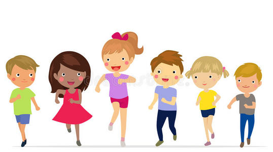 跑步孩子卡通图片