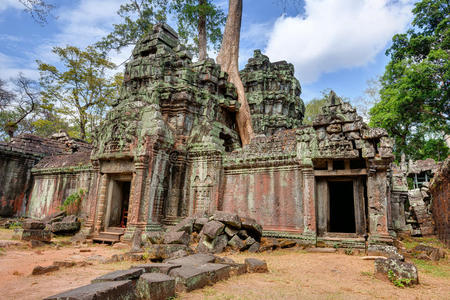 吴哥窟柬埔寨。 塔普鲁姆克默古佛教寺庙。
