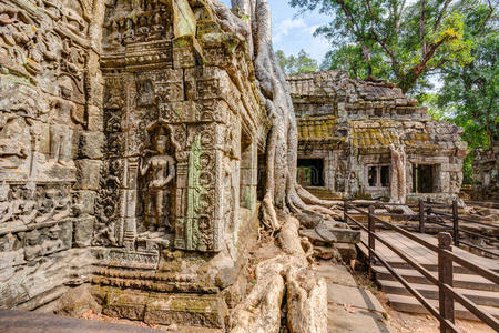 吴哥窟柬埔寨。 塔普鲁姆克默古佛教寺庙。