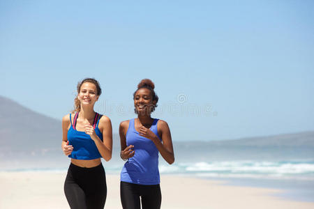 幸福 慢跑 自然 非洲 女孩 照顾 健身 身体 外部 海滩