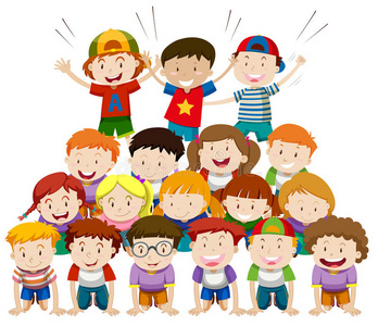 人类金字塔插画-人类金字塔手绘-人类金字塔卡通图-摄图新视界